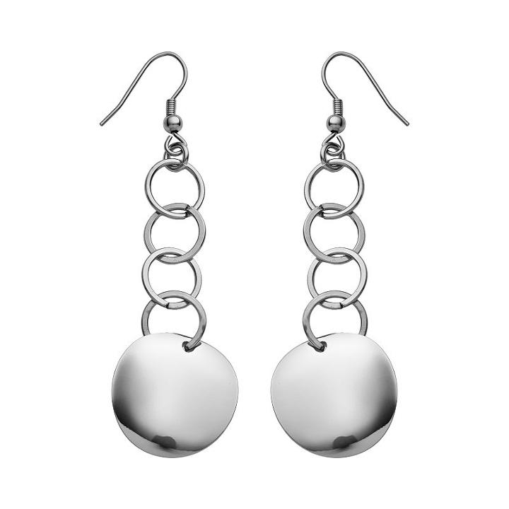 Steel City Stainless Steel Disc Drop Earrings, Women's, Grey