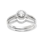 Igl Certified Diamond Halo Engagement Ring Set In 14k White Gold (5/8 Carat T.w.), Women's, Size: 10