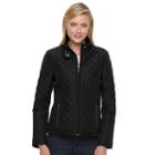 Women's Weathercast Ribbed-side Quilted Jacket, Size: Xl, Black