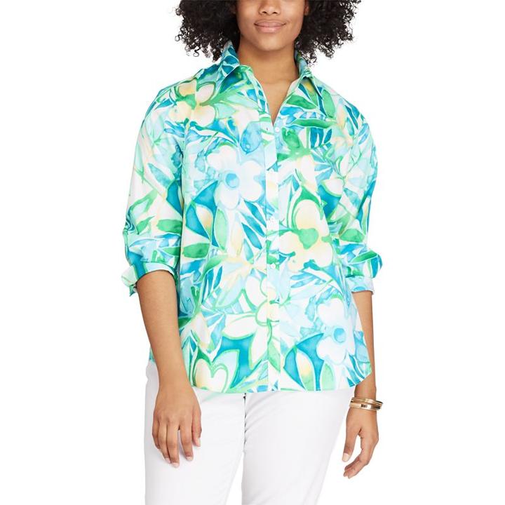 Plus Size Chaps Striped No-iron Broadcloth Shirt, Women's, Size: 2xl, Pink Ovrfl