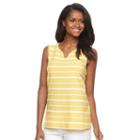 Women's Croft & Barrow&reg; Striped Jacquard Tank Top, Size: Xl, Gold