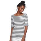 Women's Croft & Barrow&reg; Rolled Button-tab Top, Size: Medium, Light Grey