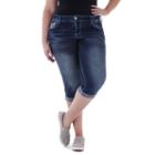 Juniors' Plus Size Amethyst Cuffed Capri Jeans, Girl's, Size: 16 W, Dark Blue