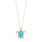 14k Gold Over Silver Lab-created Blue Opal Turtle Pendant, Women's, Size: 18