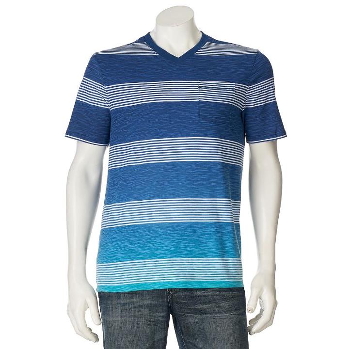 Men's Urban Pipeline&reg; Striped V-neck Tee, Size: Xxl, Blue