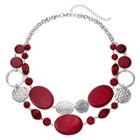 Red Composite Shell & Hammered Disc Swag Necklace, Women's