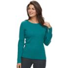 Women's Croft & Barrow&reg; Essential Cable-knit Crewneck Sweater, Size: Xxl, Turquoise/blue (turq/aqua)