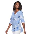 Women's Croft & Barrow&reg; Printed Crepe Woven Top, Size: Medium, Brt Purple