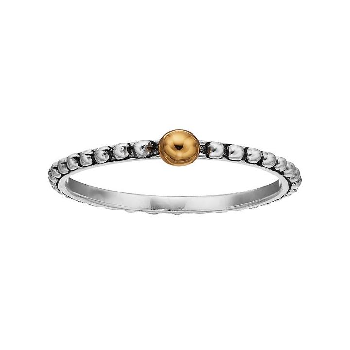 Primrose Two Tone Sterling Silver Beaded Ring, Women's, Size: 6, Multicolor