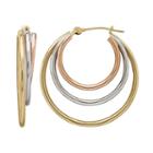 Everlasting Gold Tri-tone 14k Gold Concentric Hoop Earrings, Women's