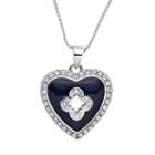 Marie Claire Jewelry Crystal Silver Tone Heart Pendant Necklace, Women's, Size: 17, Navy