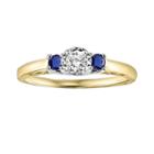 Cherish Always Round-cut Diamond & Sapphire 3-stone Engagement Ring In 10k Gold (1/6-ct. T.w.), Women's, Size: 7, Blue