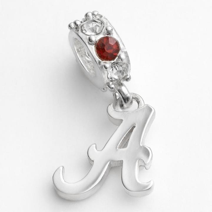 Dayna U Alabama Crimson Tide Sterling Silver Crystal Logo Charm, Women's, Red