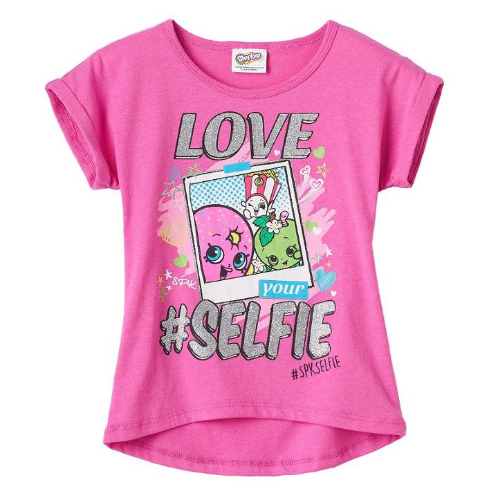 Girls 7-12 Shopkins Love Your #selfie Glitter Graphic Tee, Girl's, Size: 10-12, Brt Pink
