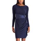 Women's Chaps Satin Ruffle Sheath Dress, Size: Medium, Blue (navy)