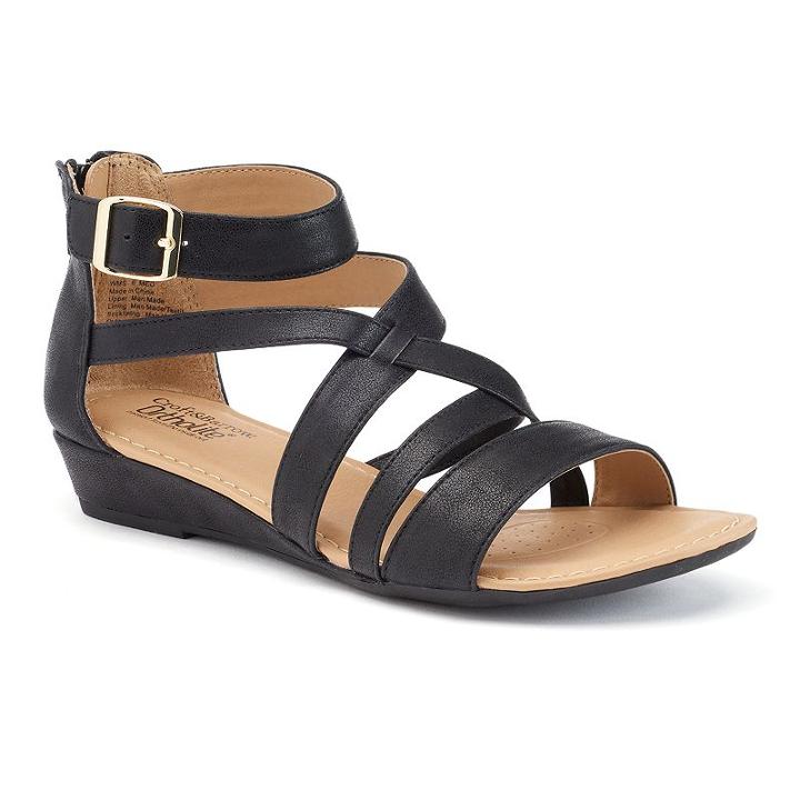 Croft & Barrow&reg; Women's Ortholite Strappy Sandals, Size: 11, Black