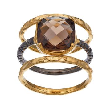 Olive & Ivy Smoky Quartz Ring Set, Women's, Size: 7, Brown