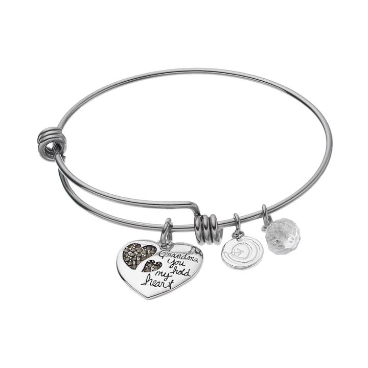 Love This Life Grandma Silver Plated Marcasite Bangle Bracelet, Women's