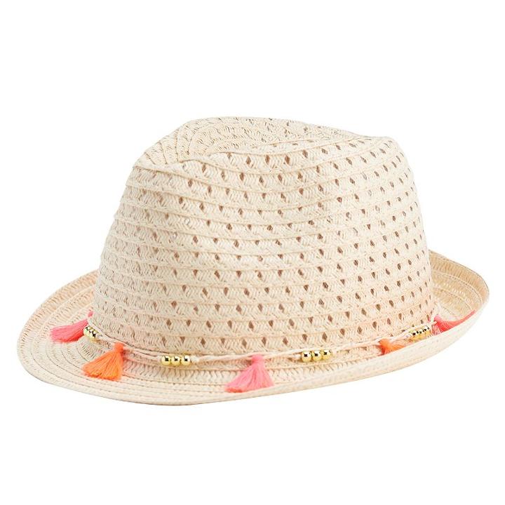 Girls 4-16 Tassel Trim Fedora, Girl's, Natural