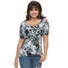 Women's Rock & Republic&reg; Strappy Cold-shoulder Tee, Size: Xl, Light Grey