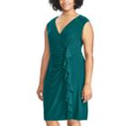 Plus Size Chaps Ruffled Faux-wrap Dress, Women's, Size: 16 W, Green