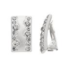 Dana Buchman Wavy Simulated Crystal Nickel Free Clip On Bar Earrings, Women's, Silver