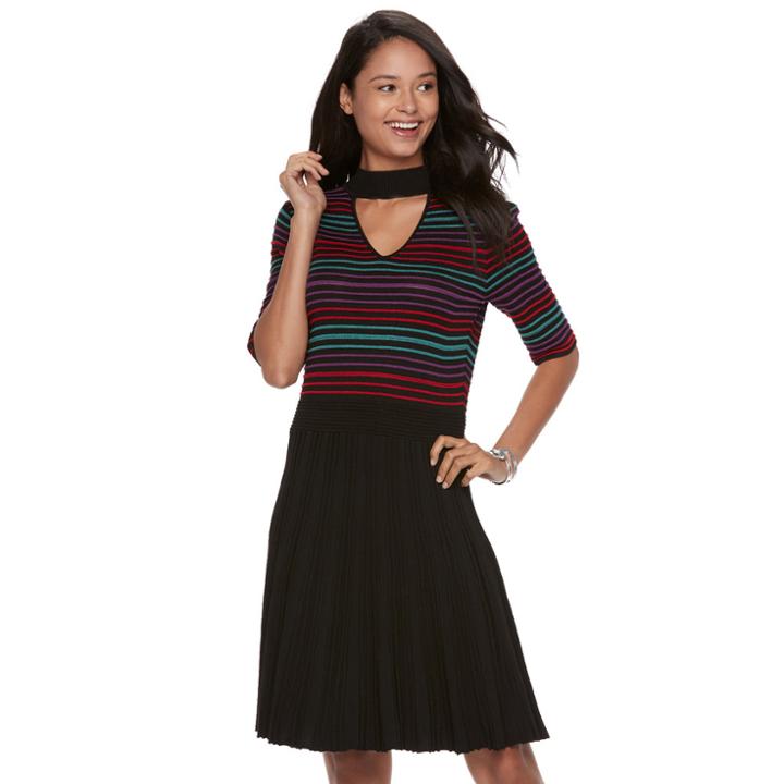 Juniors' Candie's Striped Choker Skater Dress, Teens, Size: Xs, Oxford