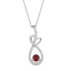 10k White Gold Garnet & 1/8 Carat T.w. Diamond Infinity Heart Pendant Necklace, Women's, Size: 18, Red