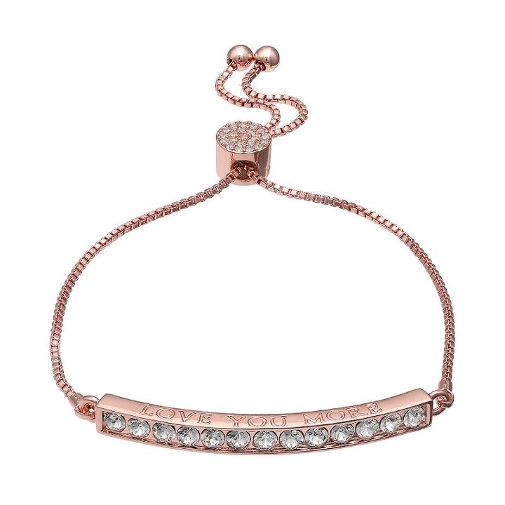 Brilliance Love You More Bolo Bracelet With Swarovski Crystals, Women's, White