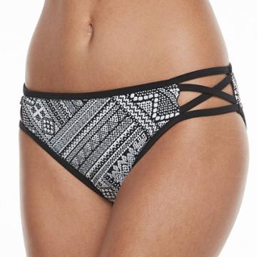 Women's S.o.s. Sun Ocean Sand Strappy Bikini Bottoms, Size: Large, Black
