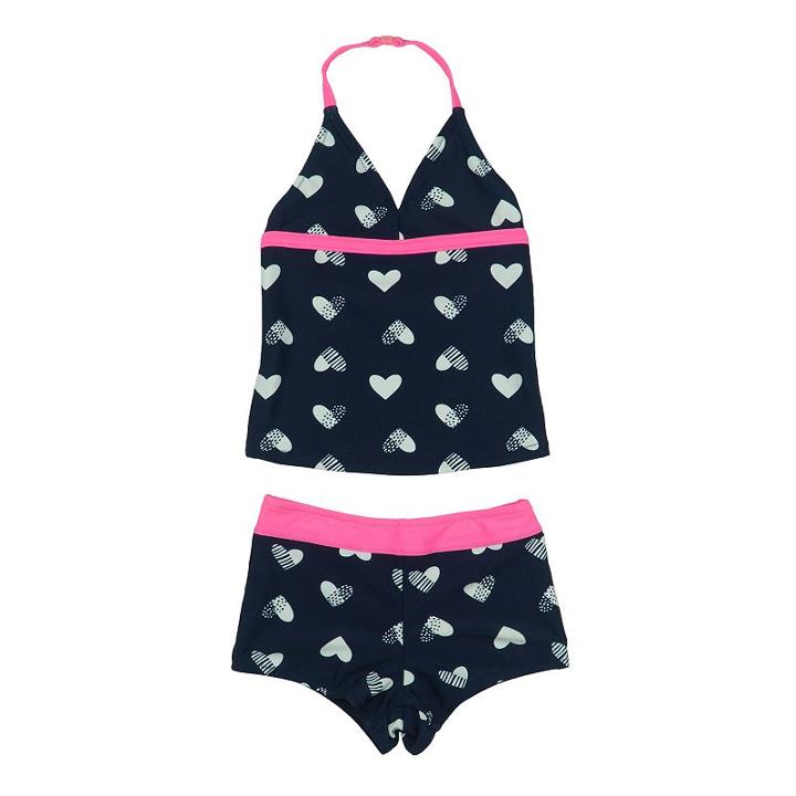 Toddler Girl Oshkosh B'gosh&reg; Heart Pattern Halter Tankini & Bottoms Swimsuit Set, Size: 3t, Blue (navy)