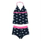 Toddler Girl Oshkosh B'gosh&reg; Heart Pattern Halter Tankini & Bottoms Swimsuit Set, Size: 3t, Blue (navy)