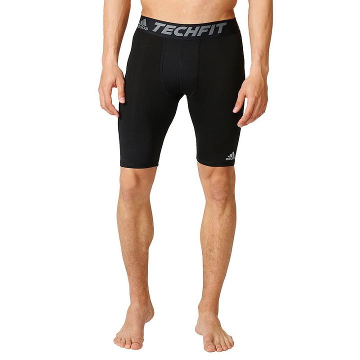 Men's Adidas Tech-fit Base Layer Short Tights, Size: Small, Black