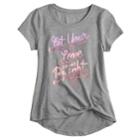 Girls 7-16 So&reg; Knot Front Graphic Tee, Size: 12, Light Grey