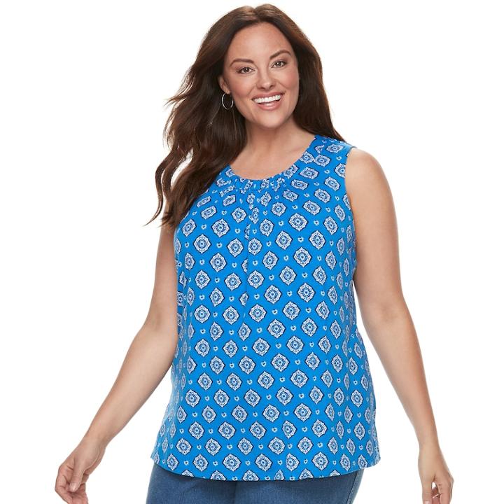 Plus Size Croft & Barrow&reg; Pleated Swing Tank, Women's, Size: 1xl, Med Blue