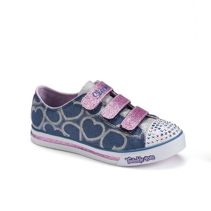 Skechers Twinkle Toes Sparkle Glitz Hearts Girls' Light-up Shoes, Girl's, Size: 4, Orange Oth