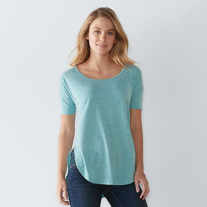 Women's Sonoma Goods For Life&trade; Marled Scoopneck Tee, Size: Xs, Med Blue