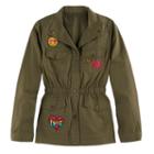 Girls 4-16 So&reg; Lightweight Patch Applique Anorak Jacket, Size: 10-12, Dark Green