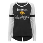 Juniors' Iowa Hawkeyes Split Back Raglan Tee, Teens, Size: Small, Black