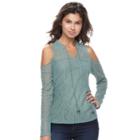 Juniors' Mudd&reg; Illusion Lace Cold-shoulder Top, Teens, Size: Large, Blue