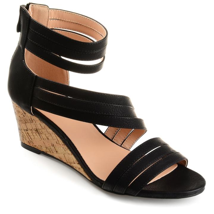 Journee Collection Loki Women's Wedge Sandals, Size: Medium (8.5), Black