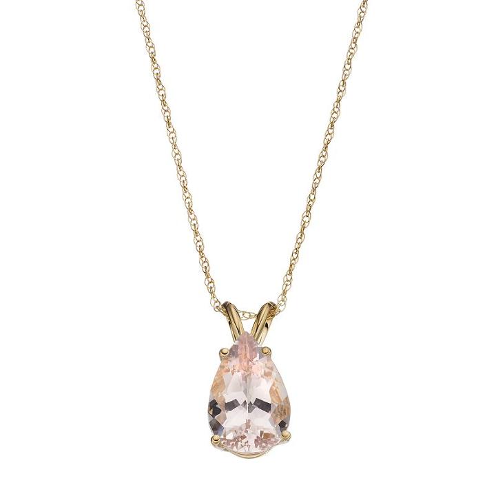 14k Gold Morganite Teardrop Pendant, Women's, Size: 18, Pink