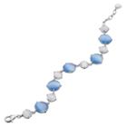 Sterling Silver Lab-created Blue & Gray Cat's-eye Bracelet, Women's, Size: 7, Multicolor
