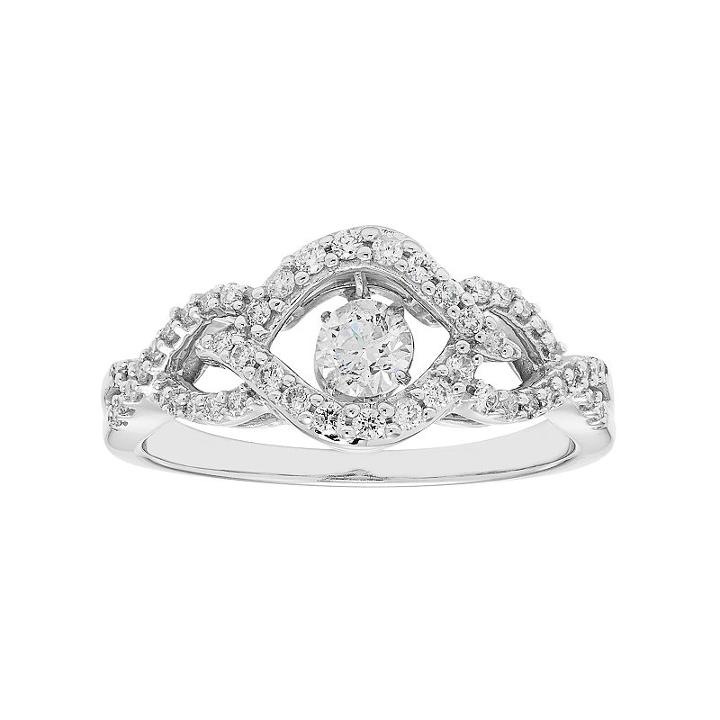 14k White Gold 1/2 Carat T.w. Diamond Woven Ring, Women's, Size: 6.50