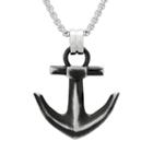 Lynx Men's Stainless Steel Anchor Pendant Necklace, Size: 24, Grey