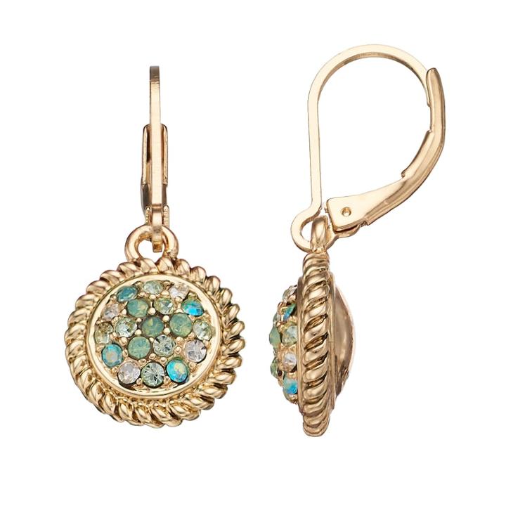 Napier Simulated Crystal Disc Drop Earrings, Women's, Green