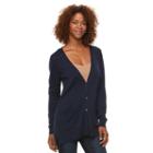 Women's Croft & Barrow&reg; Solid Boyfriend Cardigan, Size: Small, Blue