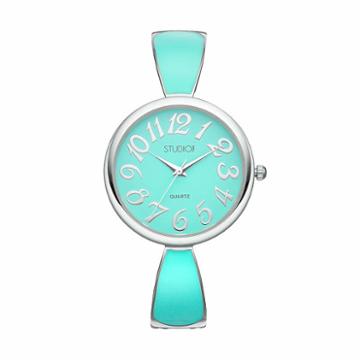 Studio Time Women's Enameled Cuff Watch, Size: Medium, Green