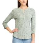 Women's Chaps Velvet Trim Henley, Size: Medium, Green