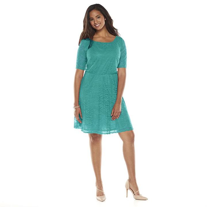 Juniors' Plus Size Wrapper Lace A-line Dress, Girl's, Size: 1xl, Brt Blue